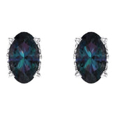 14K White Lab-Grown Alexandrite Earrings